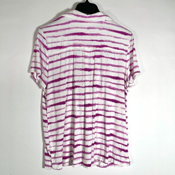 Soma Cool Nights Pajama Set Stretch Large Button Up Collar Shorts Tie Dye Comfy - Picture 6 of 11